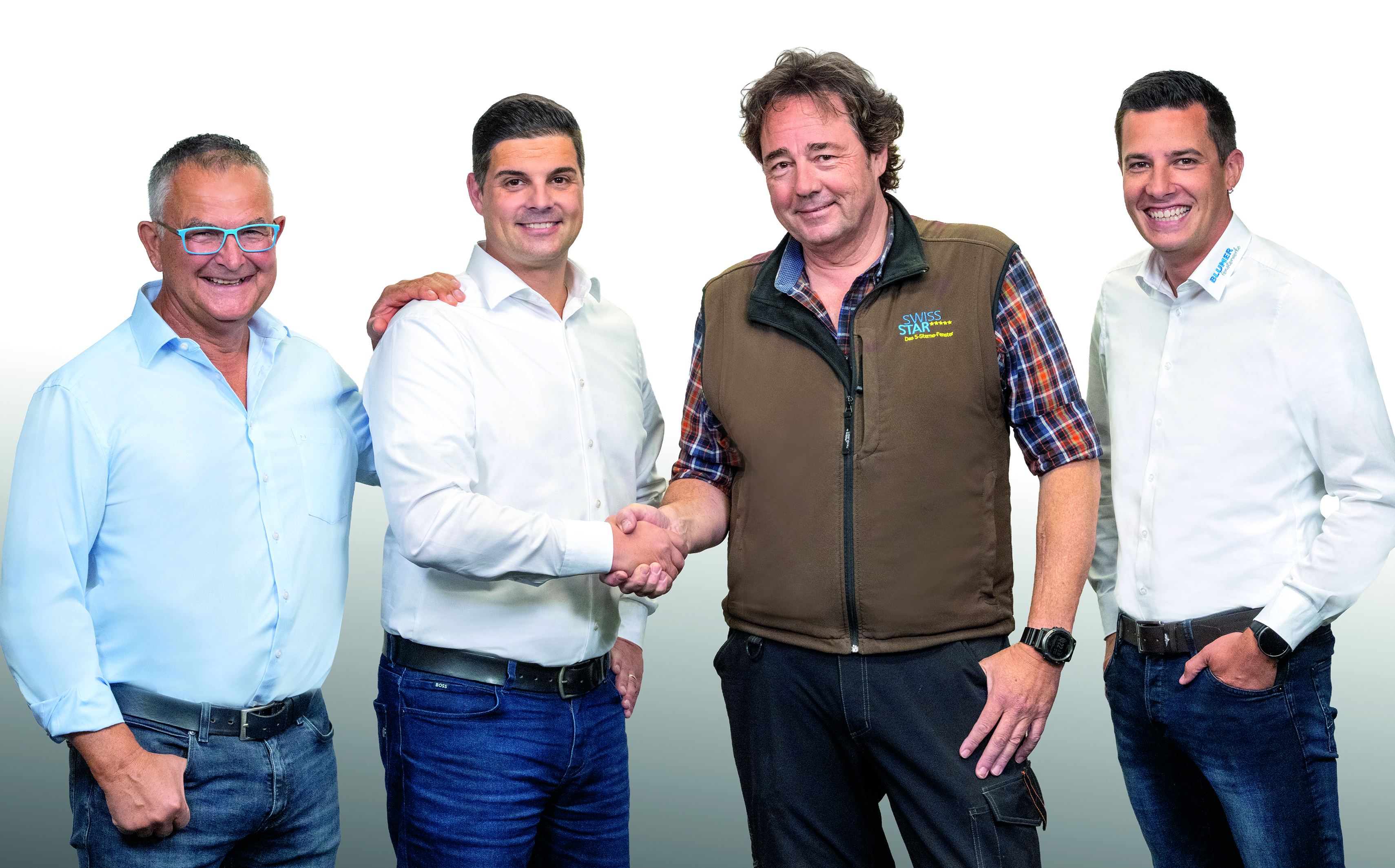 v.l.n.r.: Franz Bischofberger Inhaber, David Bellorti CEO, Marcel Hug, Fabian Strässle CFO